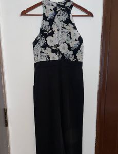 Floral Black Halter Jumpsuit