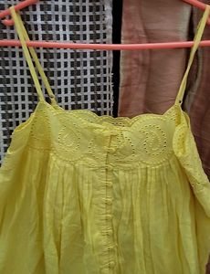 Yellow Eyelet Tank Top