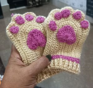 Crochet  Catpaw  Fingerless  Gloves