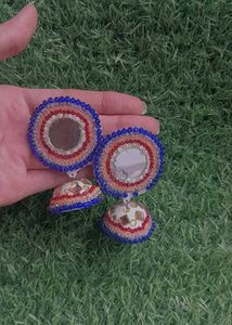 Boho Multicolored Beaded Mirror Jhumka Earrings