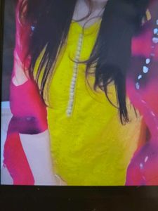 3 Peace Yellow Suit Set With Palazzo And Duppta