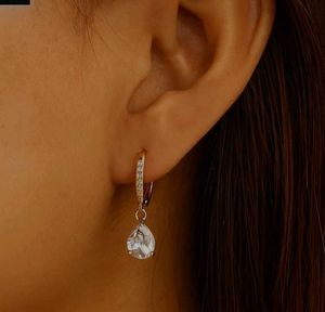 Solitaire Teardrop Hoops anti tarnish