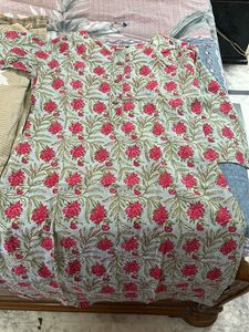 Straight Green And Pink Kurti