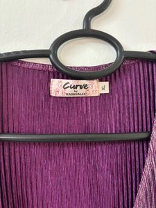 Purple Pleated Wrap Dress