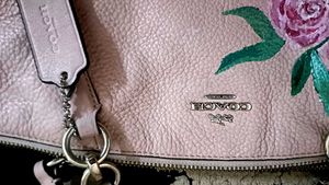Coach Floral Applique Leather Satchel