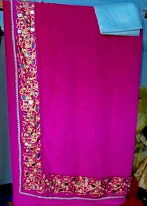 Pink Mirrorwork Saree