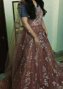 Beautiful Fall Sleeve Party Wear  Gown