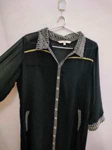 Black Patterned Long Kurta (Size L)