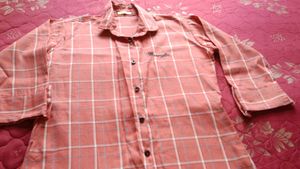 Peach Plaid Button-Up