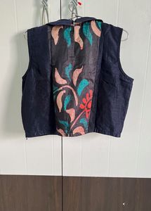 Crop Top With Dhoti And Shrug
