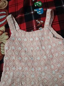Kids Frock Chikan Kadi Fabric