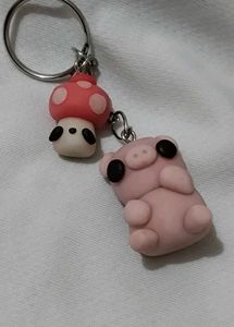 Cute Pig & Mushroom Keychain