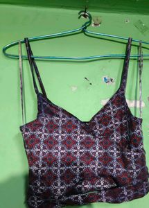 Patterned Cutout Crop Top