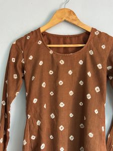 Brown Printed Kurta