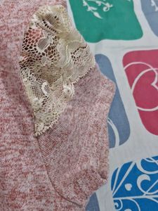 White And Creame Colour Woven Tunic Top Women