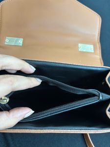 Tan Brown Slingbag With Hand Held