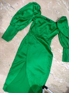 Green Satin Dress. Wore It Just Once. Prettier In Real. Great For Occasions