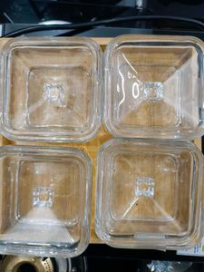 Square Glass Containers with Wood Tray