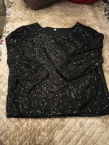 Sparkly Black Long Sleeve Top