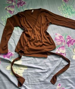 Brown Wrap Top