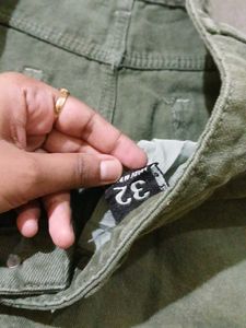 Green Cargo Jeans Only One Time Used