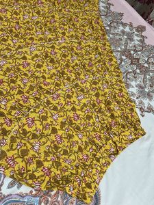 Floral Print Yellow Ethnic Skirt