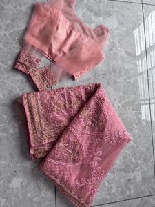 Pink Embroidered Saree