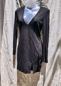 I. Black Deep V-Neck Mini Dress