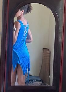 Blue Asymmetrical Hem Dress