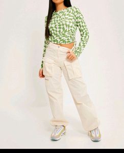 ONLY GREEN Full Sleeves ABSTRACT TOP