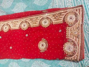 Red Embellished Saree with Blouse