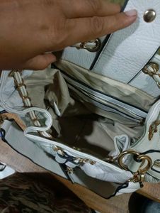 YSL White Quilted Handbag