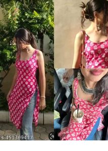 Pink Printed Kurta Size- Small