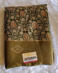 Olive Green Floral Saree