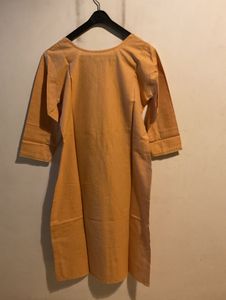 Peach Embroidered Handloom  Kurti