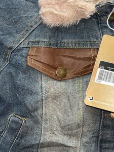 Denim Jacket with Faux Fur Collar