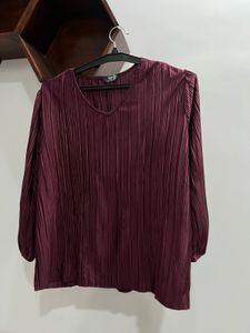 Burgundy Pleated Blouse
