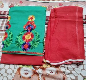 Embroidered Green & Red Suit