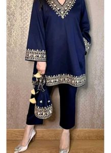 Elegant Blue Embroidered Kurta Set