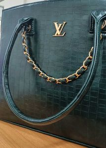 LV Inspired Dark Green Tote Bag