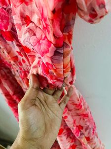 Street9 Orange Floral Dress With Side Cut Out