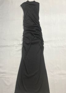 Black Ruched Bodycon Midi Dress