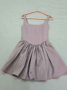 ZARA Grey Corset Flared Mini Dress With Pockets