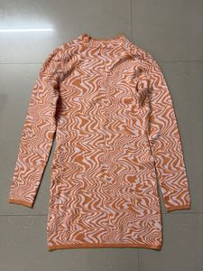 Orange Patterned Bodycon Dress