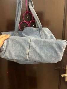 Denim Patchwork Tote Bag