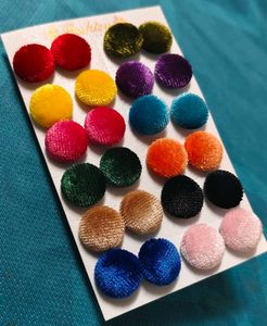 12 Colorful Velvet Earrings set