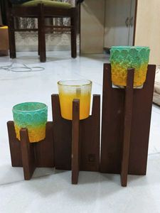 🕯️ Decorative Wooden Tealight Holder Set
