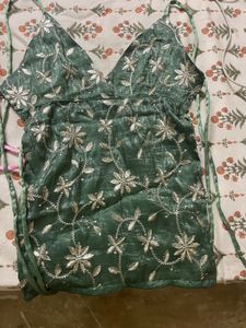 Green Floral Halter Top