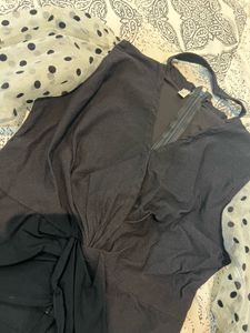 Stylish Black Top w/ Polka Dot Sleeves