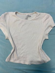 white ribbed crop top